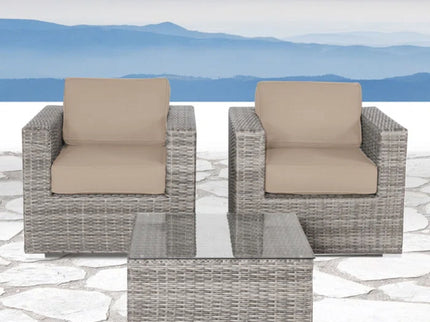 Wicker Seating Group Set With Table And Cushions