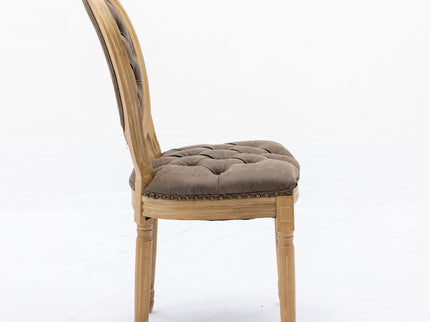 French Style Solid Wood Frame Antique Painting, Hand-Pulled Buckle Decoration Artificial Dining Chair With Nailhead Trim, Wood Legs