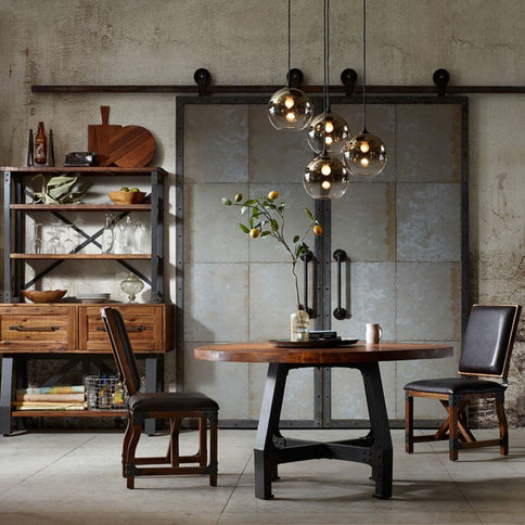 Lancaster - Round Dining / Gathering Table With Adjustable Height - Walnut