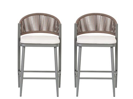 Outdoor 26" Counter Height Metal Frame Counter Stools With Scallop Shaped Backrest & Water Resistant Cushions