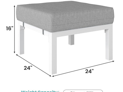 Patio Ottomans With Cushions, All-Weather Footrests (Set of 2)