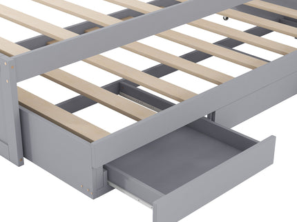 Platform Bed With LED Headboard, Charging Station, Trundle And 2 Drawers
