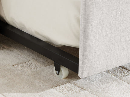 Upholstered Daybed With Trundle With Vertical Stripes