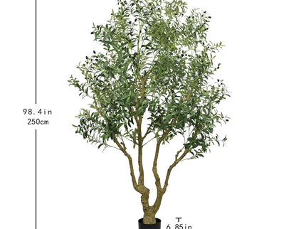 Artificial Olive Tree Large With Trunk, Indoor / Outdoor Decorative Plant For Living Room - Green