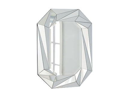 Diamond Shaped Wall Mirror With Beveled Edge Frameless Design - Silver