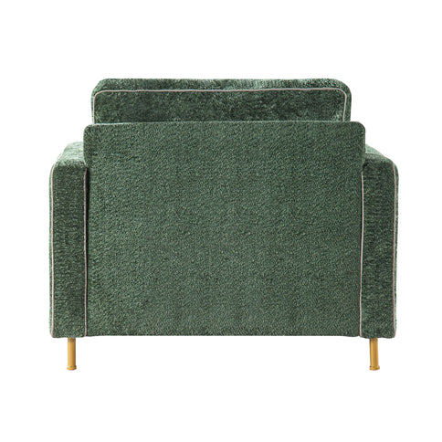Accent Chair Upholstered Single Sofa With Square Arms, Sewn Pillow Back For Living Room