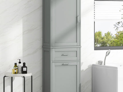 Tall Freestanding Bathroom Storage Cabinet With Adjustable Shelf And 2 Drawers