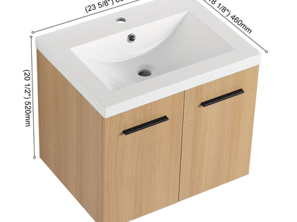 Floating Bathroom Vanity With Sink, Wall Mounted Double Door Storage