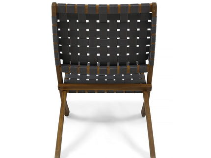 Solidago - Outdoor And Strapping Belt Folding Chairs, (Set of 2) - Black / Brown
