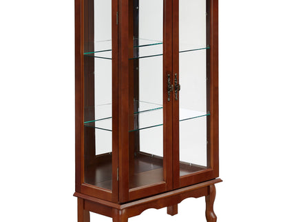 Curio Cabinet Lighted Curio Diapaly Cabinet With Adjustable Shelves And Mirrored Back Panel, Tempered Glass Doors (3 Tier), (E26 Light Bulb Not Included)