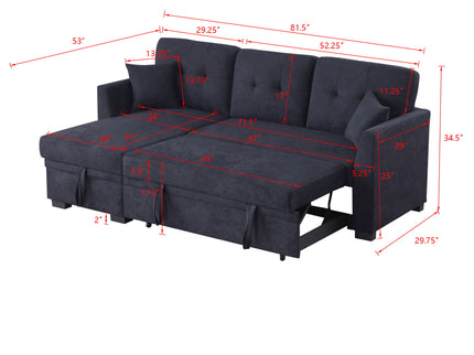 Sectional Sofa Bed - Dark Blue
