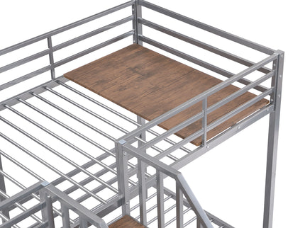 Metal Bunk Bed With Storage Shelves Staircase