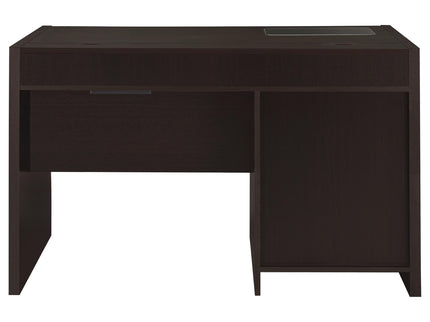 Maxim - 2 Drawer Computer Desk With Lift Top Storage And Power Outlet - Cappuccino