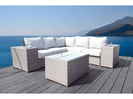 Outdoor Wicker Sectional With Weather Resistant Cushions And Table