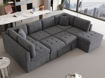 Oversized Sectional Sofa U-Shaped Sofa Couch Pull-Out Sofa Bed With Two Throw Pillows For Living Room