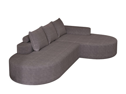 Modern Curved Sofa, L-Shaped Modular Sectional Set With 3 Pillows