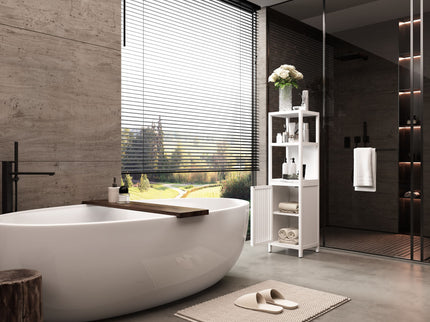 Storage Cabinet With Tall Tower, Multifunctional For Bathroom