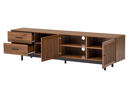 78" TV Stand For TVs Up To 85" Entertainment Center With Deep Drawers & Cable Management, Soft Closing Hinges - Walnut