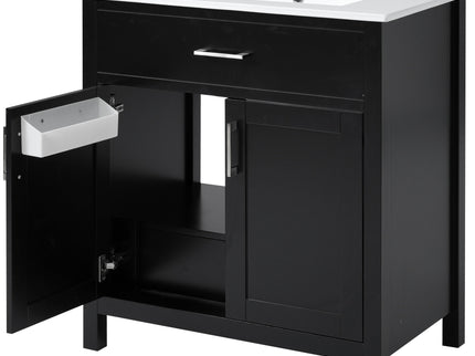 Bathroom Vanity With Sink And Ample Storage, Rectangular Undermount Sink - Black