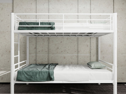 Metal Bunk Bed For Kids, Convertible Bedframe With Ladders & Guardrail