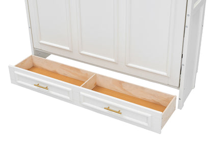 Full Size Murphy Bed With 2 Drawers - Beige
