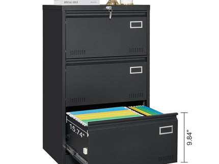 Filing Cabinet Lateral File Cabinet 3 Drawer, Locking Metal File Cabinets Three Drawer, Office Filing Cabinet With Lock Drawers For Home Office