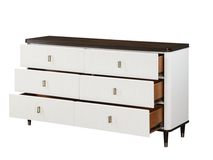 Carena - Dresser With Jewerly Tray - White / Walnut
