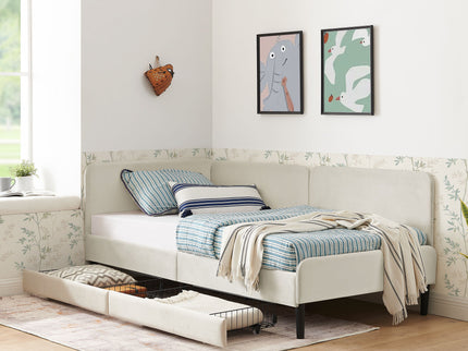 Upholstered Platform Bed Frame With 2 Storage Drawers And Adjustable Sofa Bed