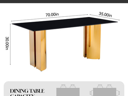 Rectangular Dining Table - Gold / Black