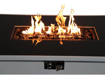 Outdoor 43" Rectangular Fire Pit Table With Adjustable Flame Control - White