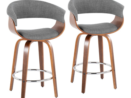 Vintage Mod - Mid Century Modern Fixed Height Counter Stool With Swivel With Round Footrest (Set of 2)