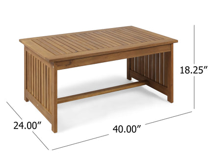 Acacia Wood Rectangular Patio Coffee Table For Outside