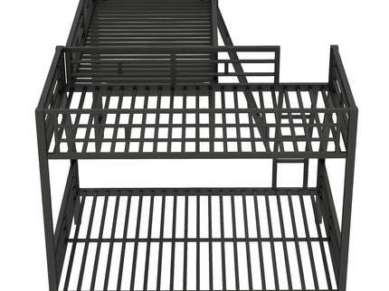 Twin Over Full Bunk Bed With Loft And Desk, L-Shaped Design For 3 Sleepers - Black