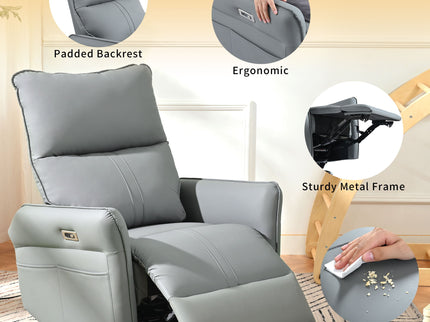 270° Power Swivel Rocker Glider Recliner Chair With USB Ports