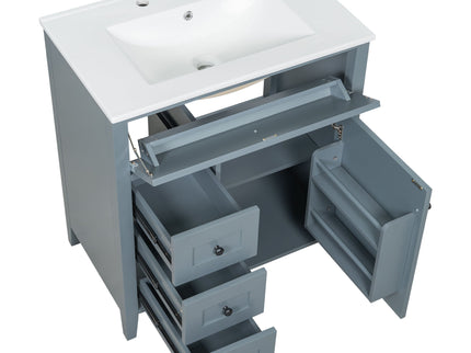 Modern Bathroom Vanity With Sink, 3 Drawers And Adjustable Shelf