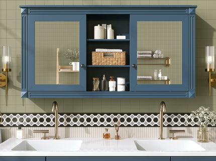 Modern Wall-Mount 2 In 1 Mirror Cabinet With Adjustable Shelves, Soft-Closing Hinges