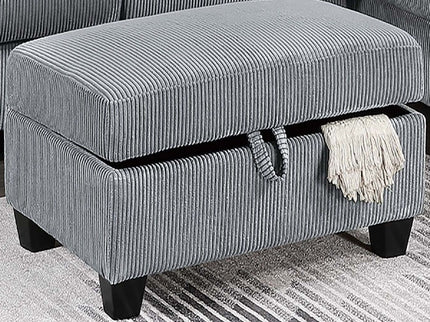 Contemporary Sectional Set With Right Arm Chaise, Left Arm Sofa With USB Port, Storage Ottoman