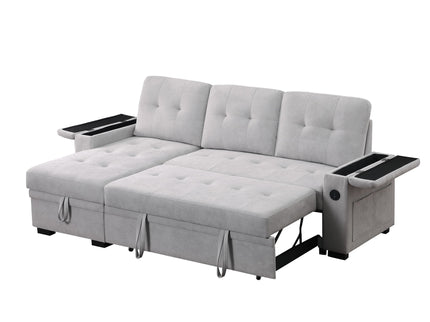 Ashlyn II - 84"W Woven Fabric Reversible Sleeper Sectional Sofa with Storage Chaise