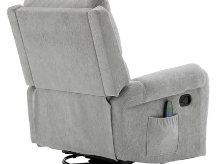 Manual Recliner Massage Chair With Swivel Rocker, 8 Massage Modes, Side Storage Pocket