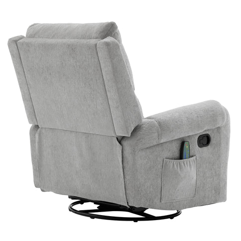 Manual Recliner Massage Chair With Swivel Rocker, 8 Massage Modes, Side Storage Pocket