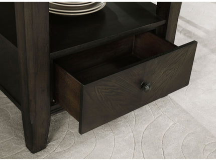 Fulton - Round Dining Table With Drawer - Dark Brown