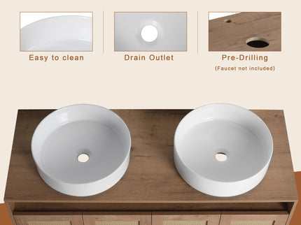 Bathroom Vanity With Art Sink And Side Cabinet, Float Mounting Design