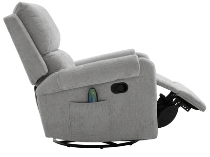 Manual Recliner Massage Chair With Swivel Rocker, 8 Massage Modes, Side Storage Pocket
