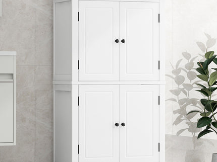 Elegant Bathroom Floor Storage Cabinet With 4 Doors, Adjustable Shelves