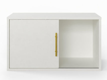 Cube Storage Organizer With Sliding Door Stackable Modular Bookshelf & Storage Cabinet - White