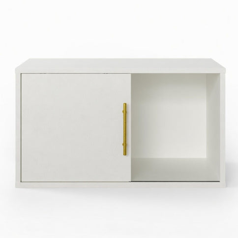 Cube Storage Organizer With Sliding Door Stackable Modular Bookshelf & Storage Cabinet - White