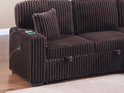 Convertible Sectional Upholstered Sleeper Sofa With Storage Chaise