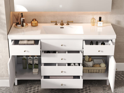 Bathroom Vanity With Sink, 5 Legs, Soft Close Drawers