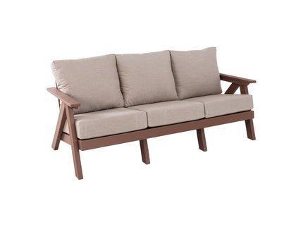 Outdoor Patio 3 Seat Sofa With Sunbrella Cushions - Brown