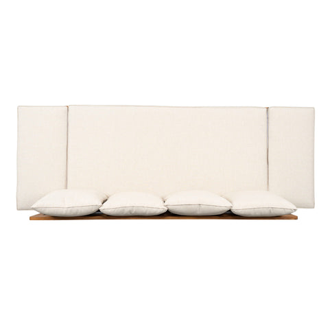 Outdoor Patio Daybed Sofa, 3 Seat Sofa With Foldable Arm 4 Back Pillows